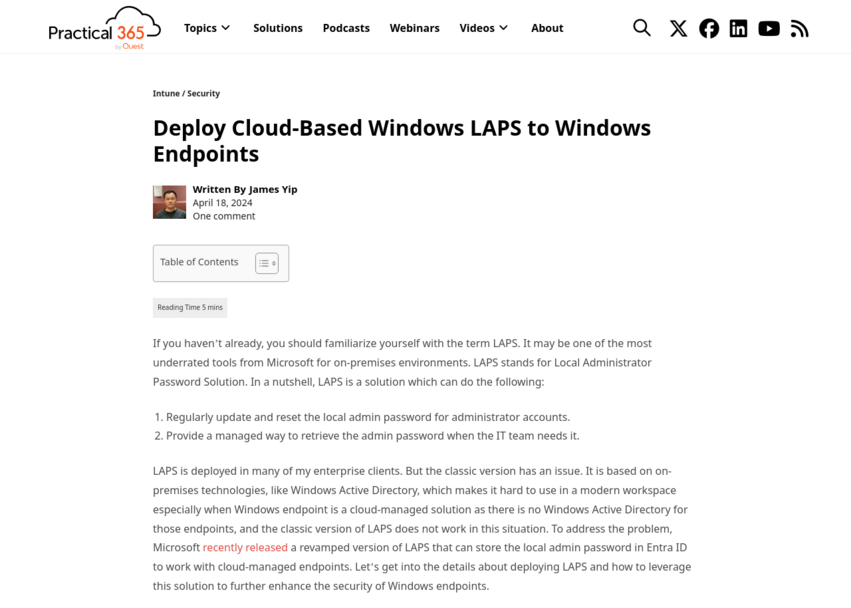 Deploy Cloud-Based Windows LAPS to Windows Endpoints