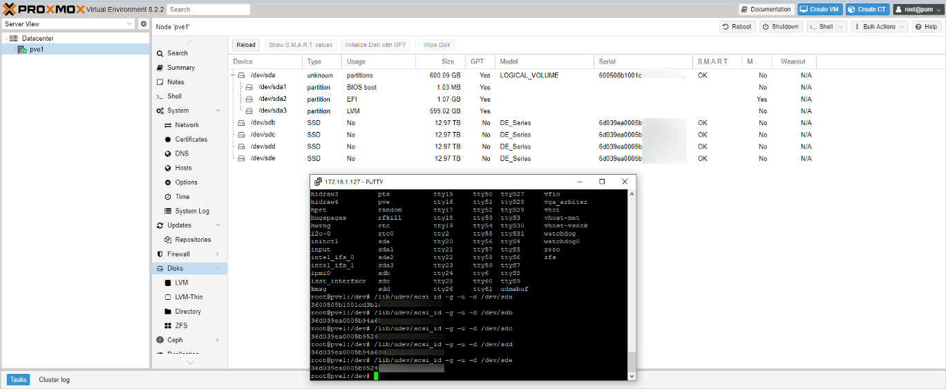 Checking storage situations from Proxmox VE Web UI