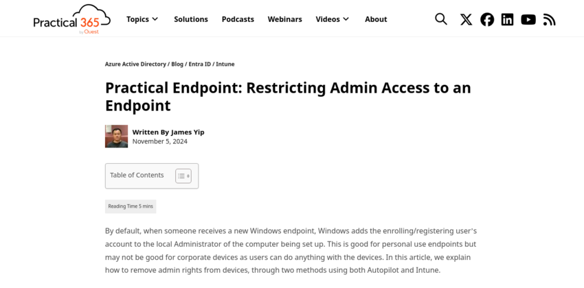 Restricting Admin Access to an Endpoint