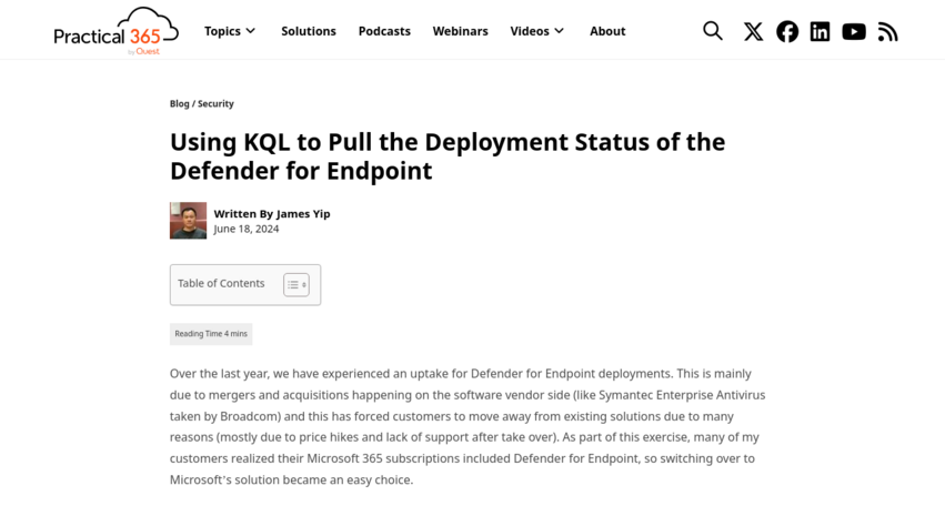 Using KQL to Pull the Deployment Status of the Defender for Endpoint