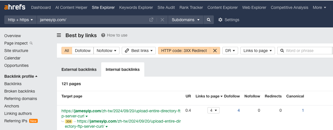 Example Report from https://ahrefs.com