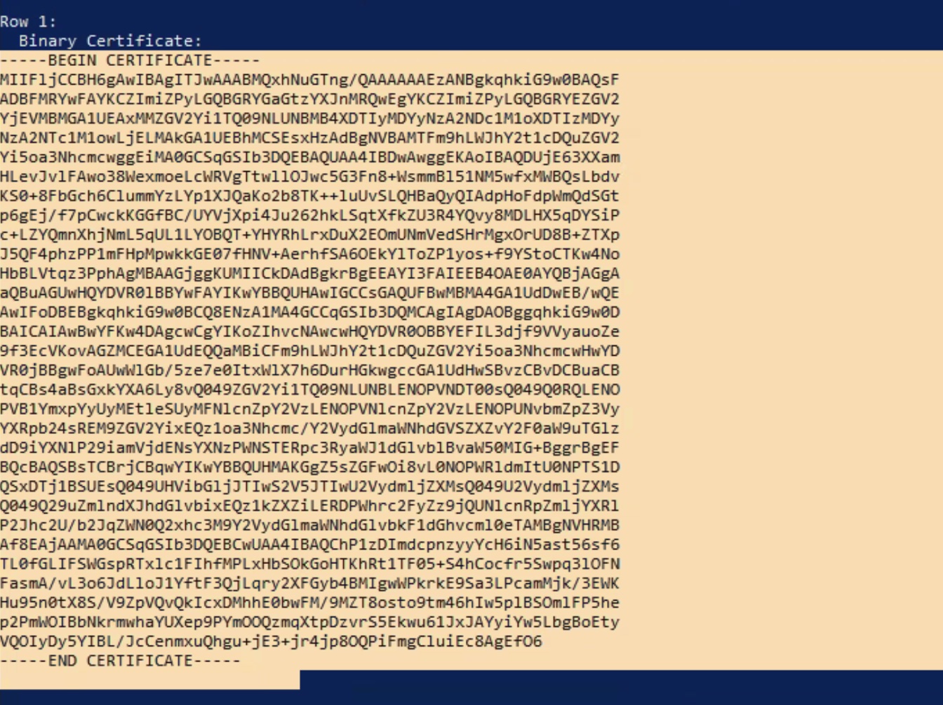 Completed certificate output