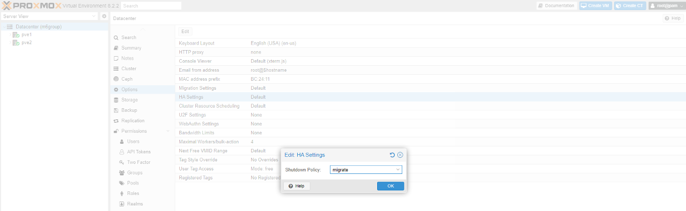 Update Proxmox cluster policy to migration